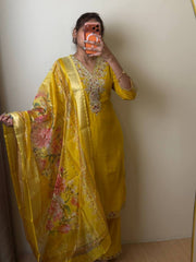 Lime Yellow 3pc Kurti Suit