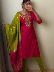 Hot Pink 3pc Kurti Suit
