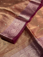 Golden Plum Purple Georgette Silk Saree