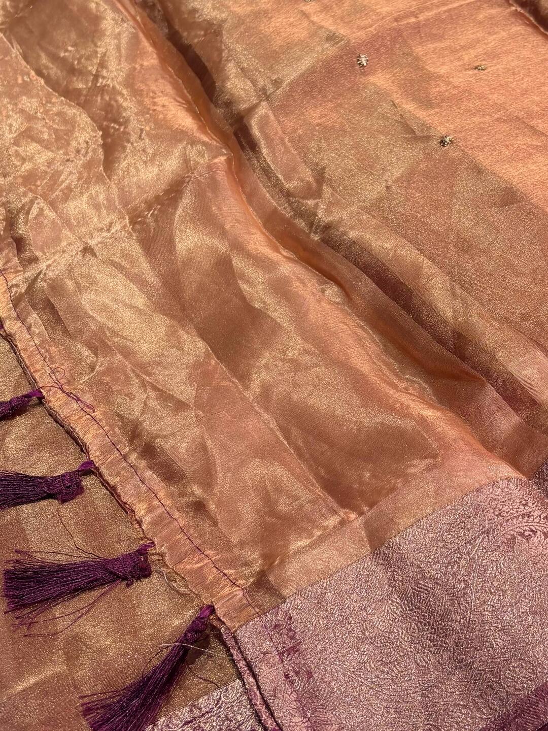 Golden Plum Purple Georgette Silk Saree