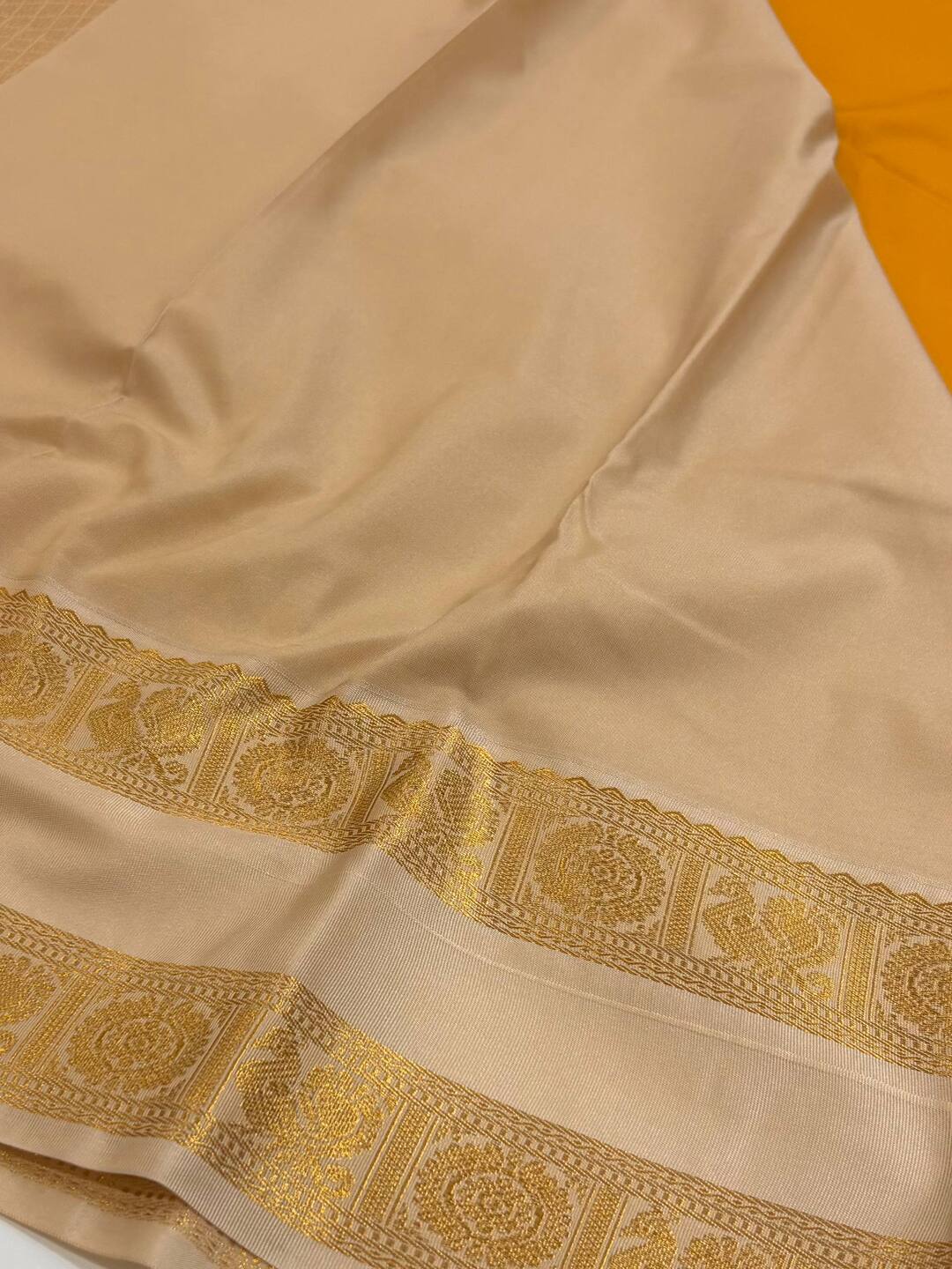 Mustard Yellow Semi Kanchi Silk Saree