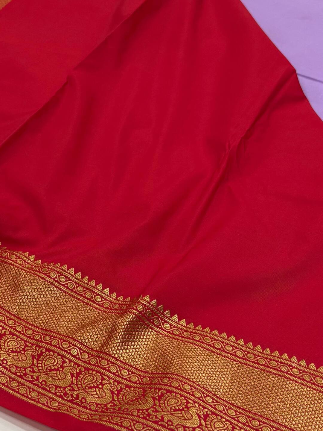 Lavender Purple Semi Kanchi Silk Saree