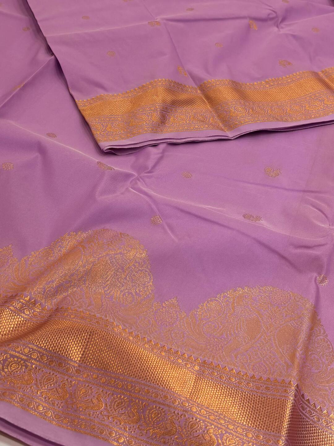 Lavender Purple Semi Kanchi Silk Saree