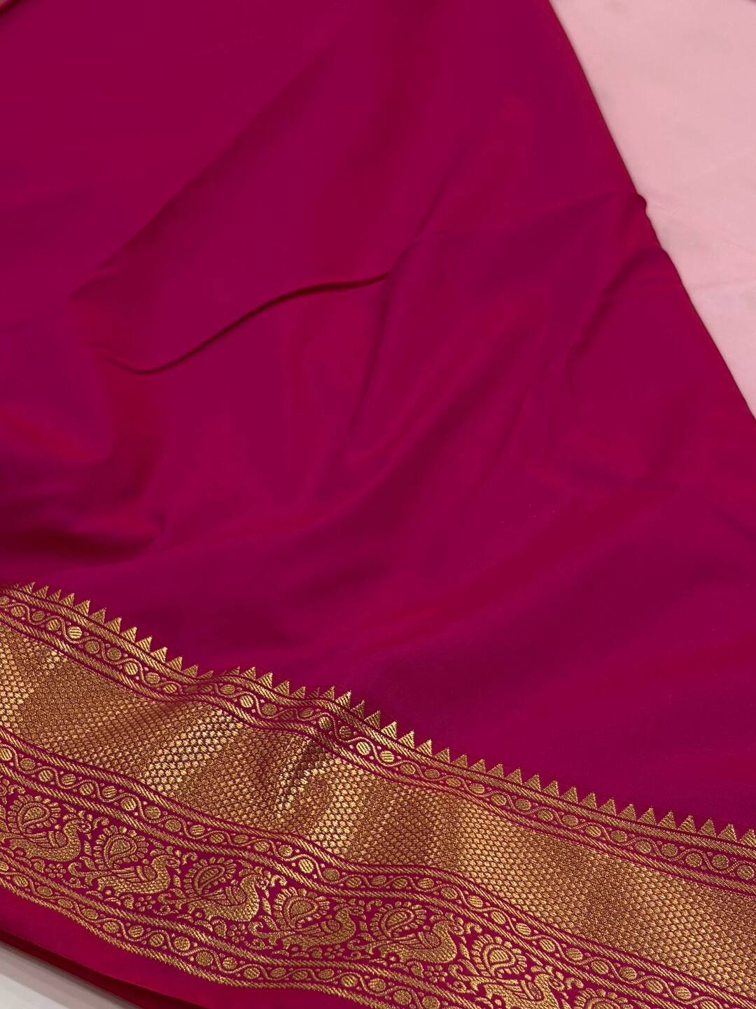 Baby Pink Semi Kanchi Silk Saree
