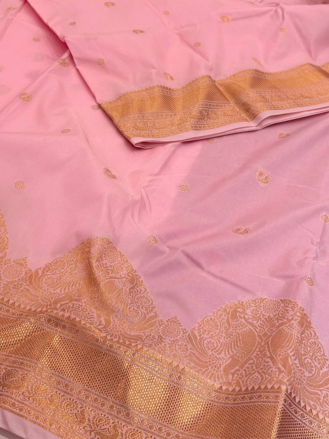 Baby Pink Semi Kanchi Silk Saree