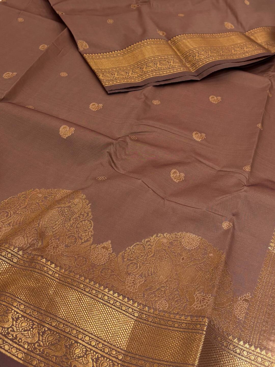 Grey Semi Kanchi Silk Saree
