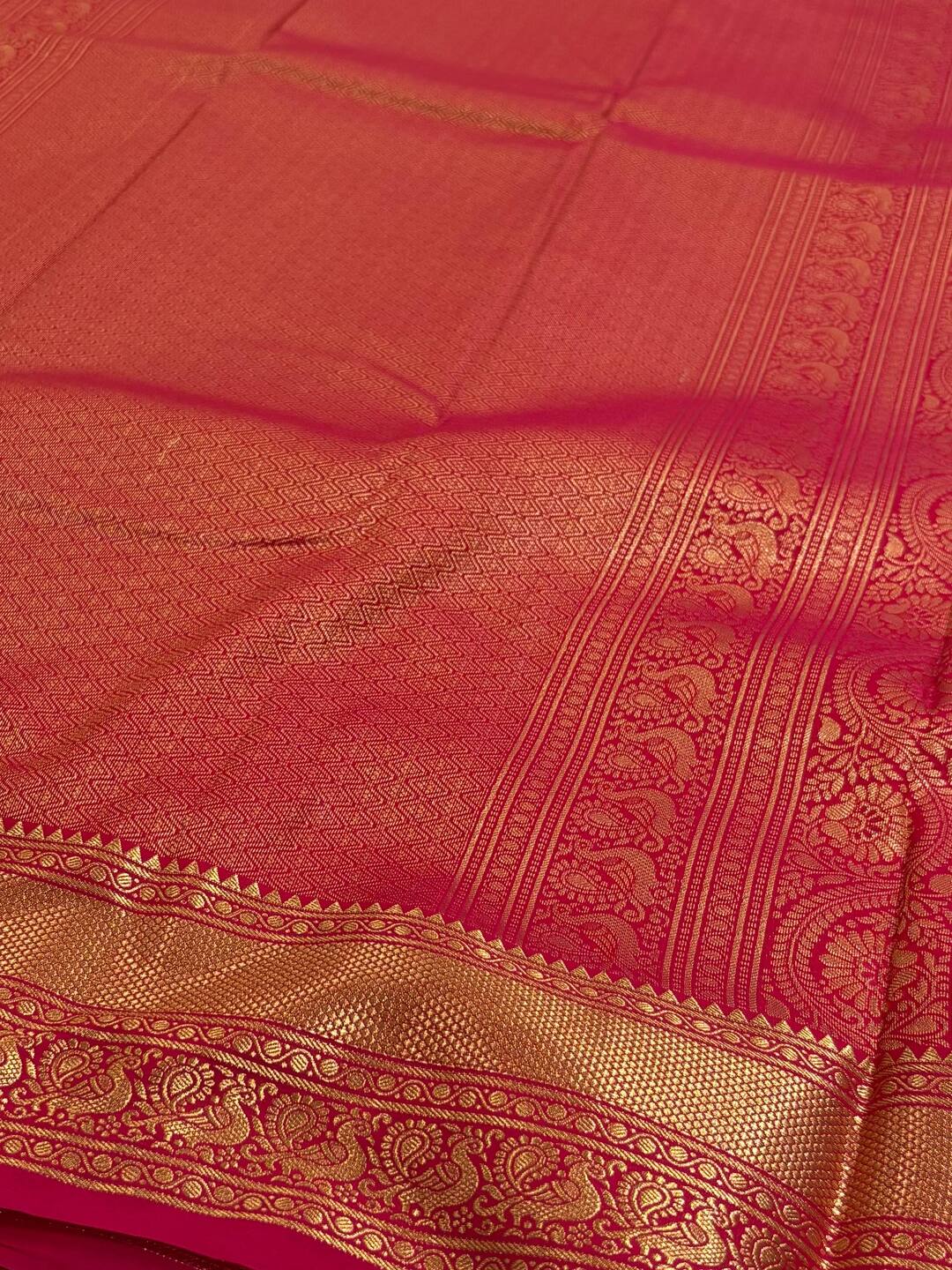 Burnt Orange Semi Kanchi Silk Saree