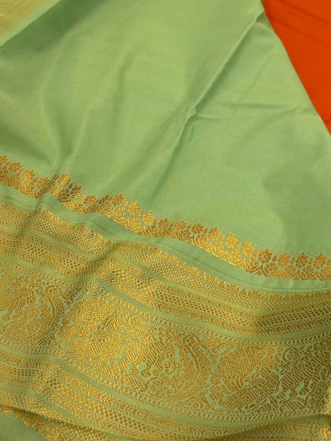 Burnt Orange Semi Kanchi Silk Saree