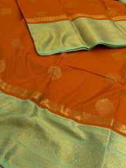 Burnt Orange Semi Kanchi Silk Saree