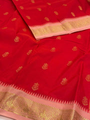 Chili Red Semi Kanchi Silk Saree
