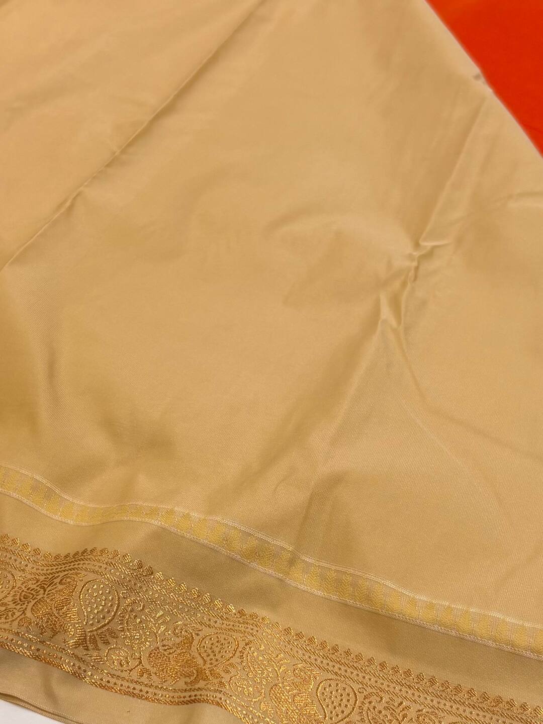 Brunt Orange Semi Kanchi Silk Saree