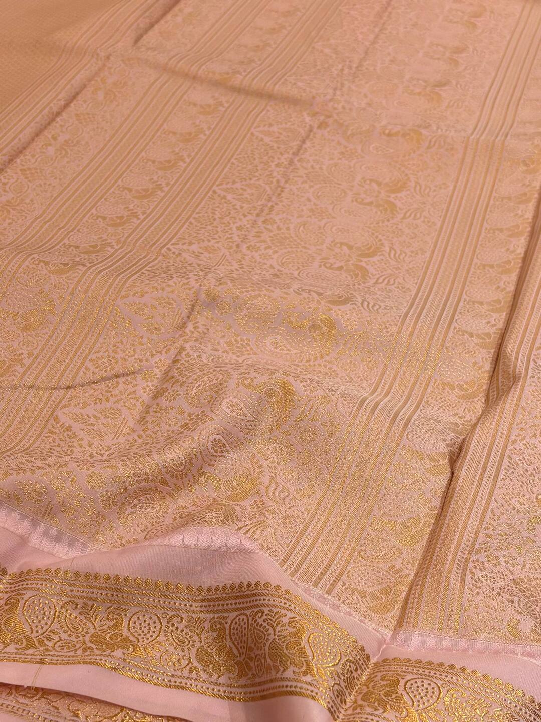 Emerald Green with Pink  Semi Kanchi Silk Saree