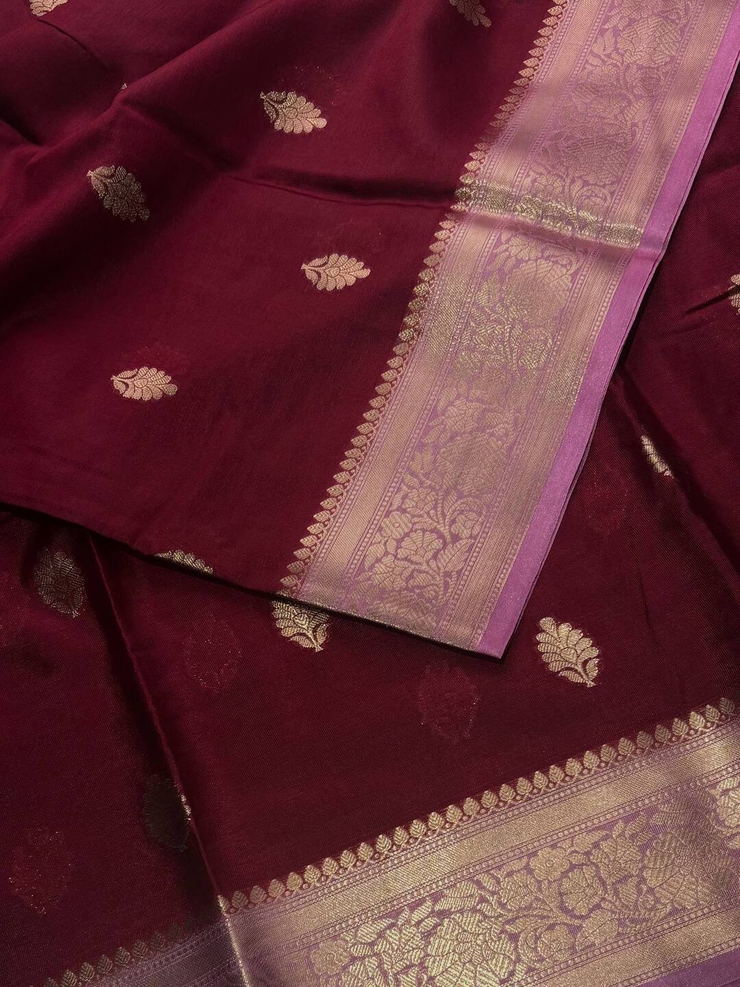 Maroon Banaras Cotton Silk Saree