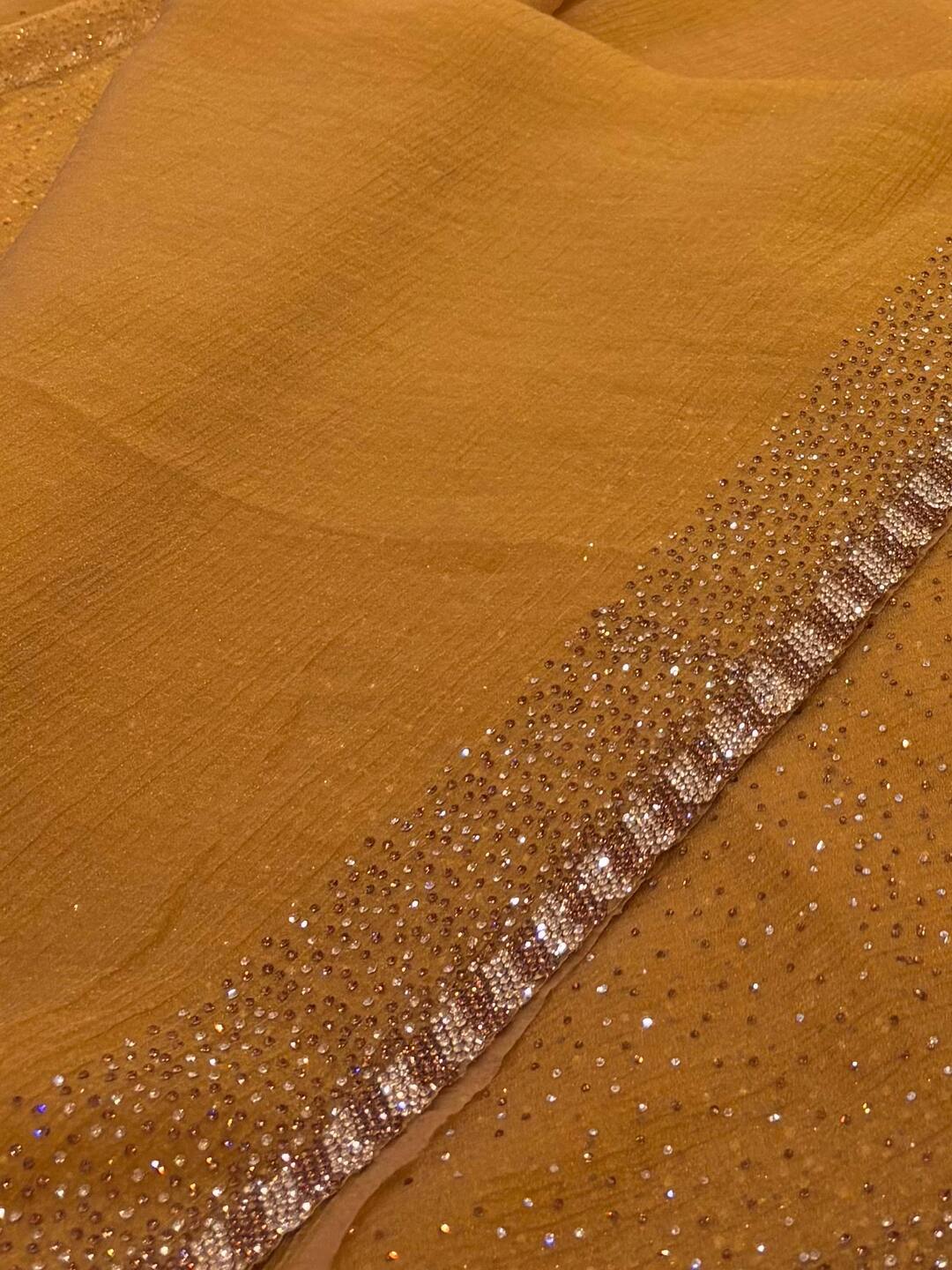 Golden Yellow Georgette Silk Saree