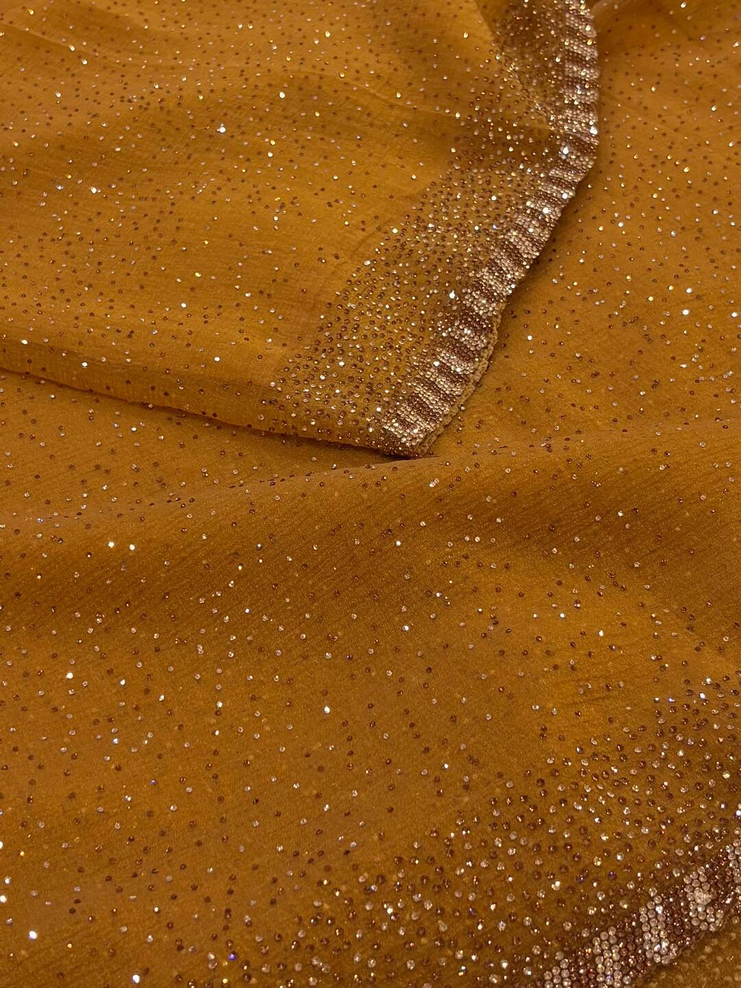 Golden Yellow Georgette Silk Saree