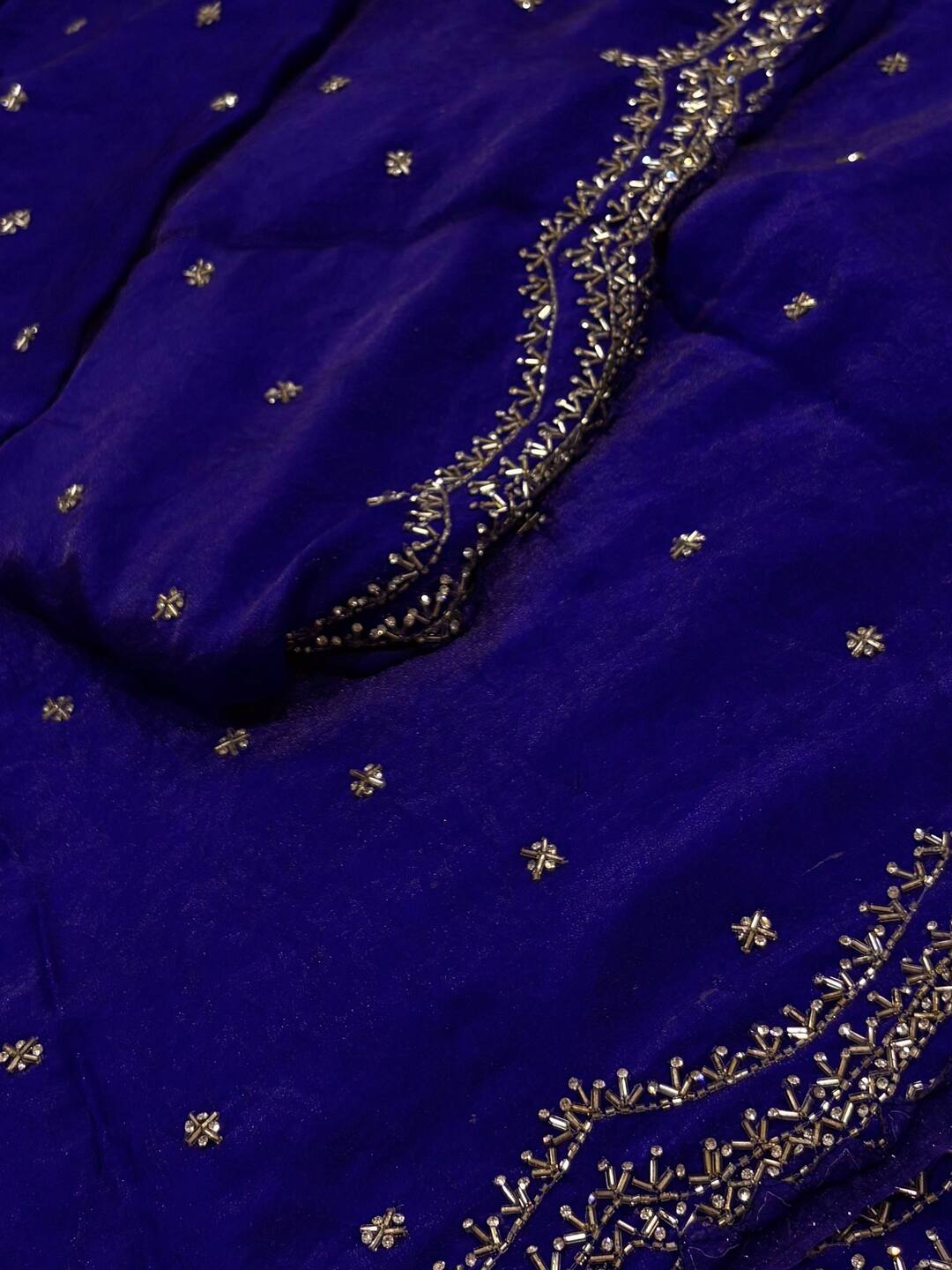 Royal Blue Georgette Silk Saree