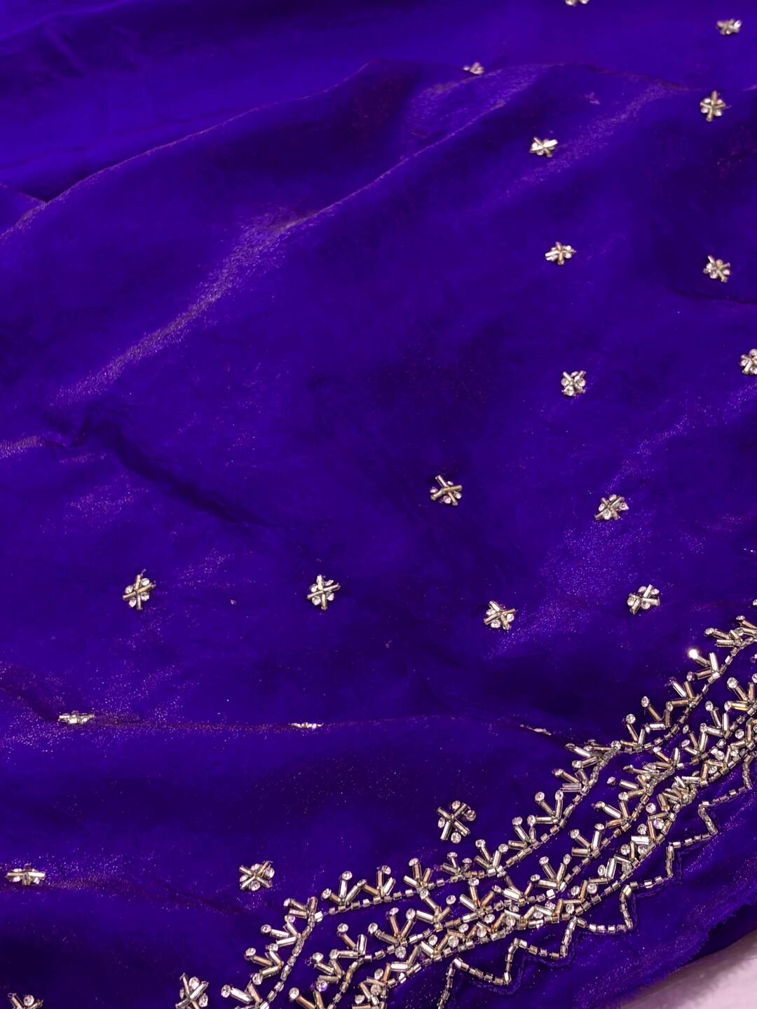 Royal Blue Georgette Silk Saree