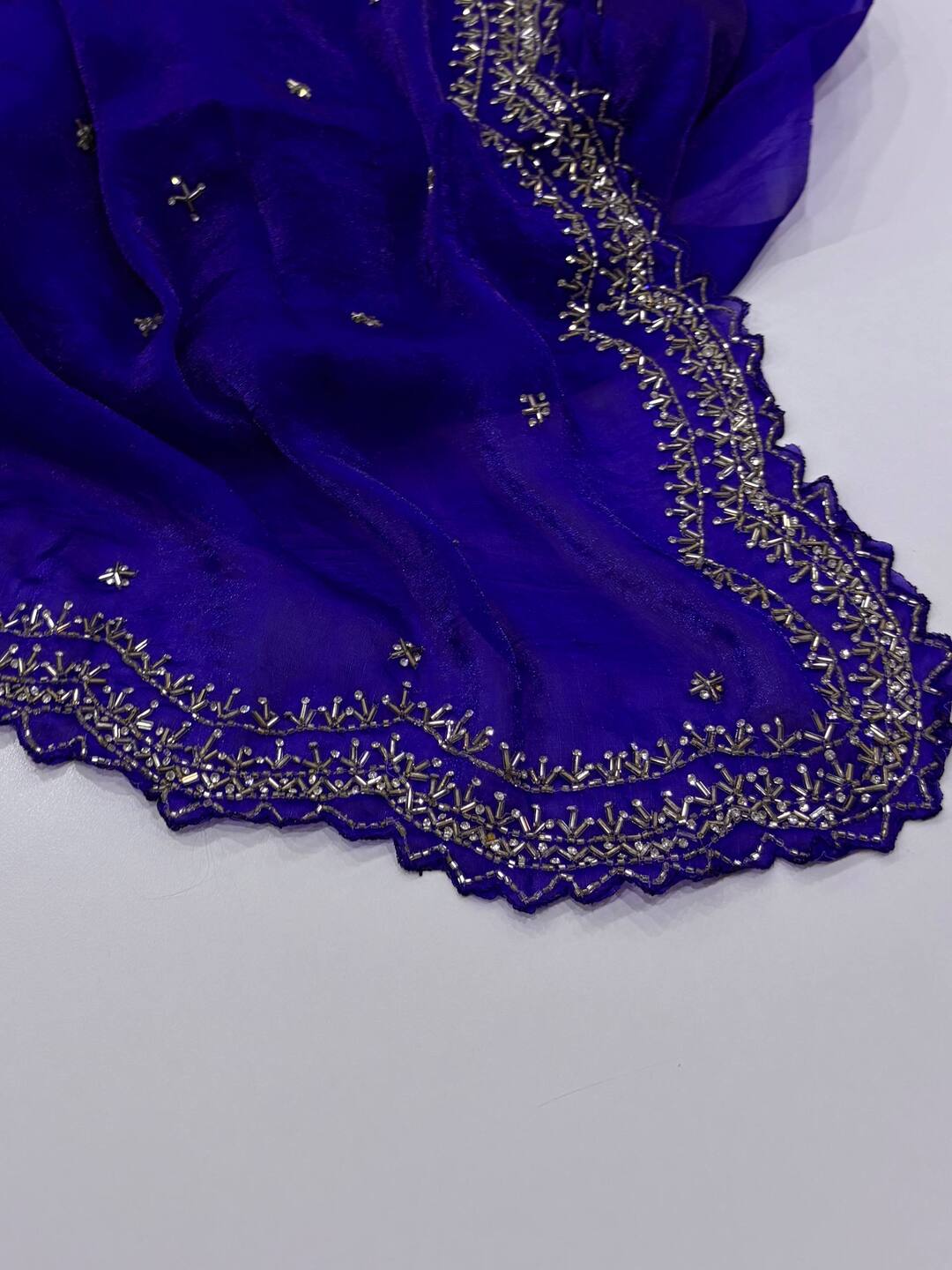Royal Blue Georgette Silk Saree