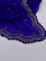 Royal Blue Georgette Silk Saree