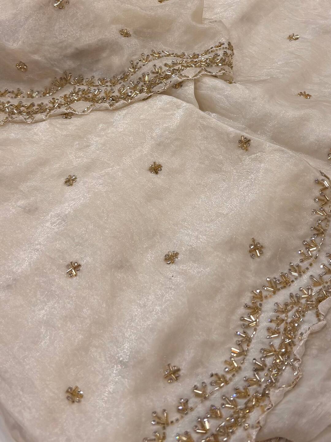 Off White Georgette Silk Saree