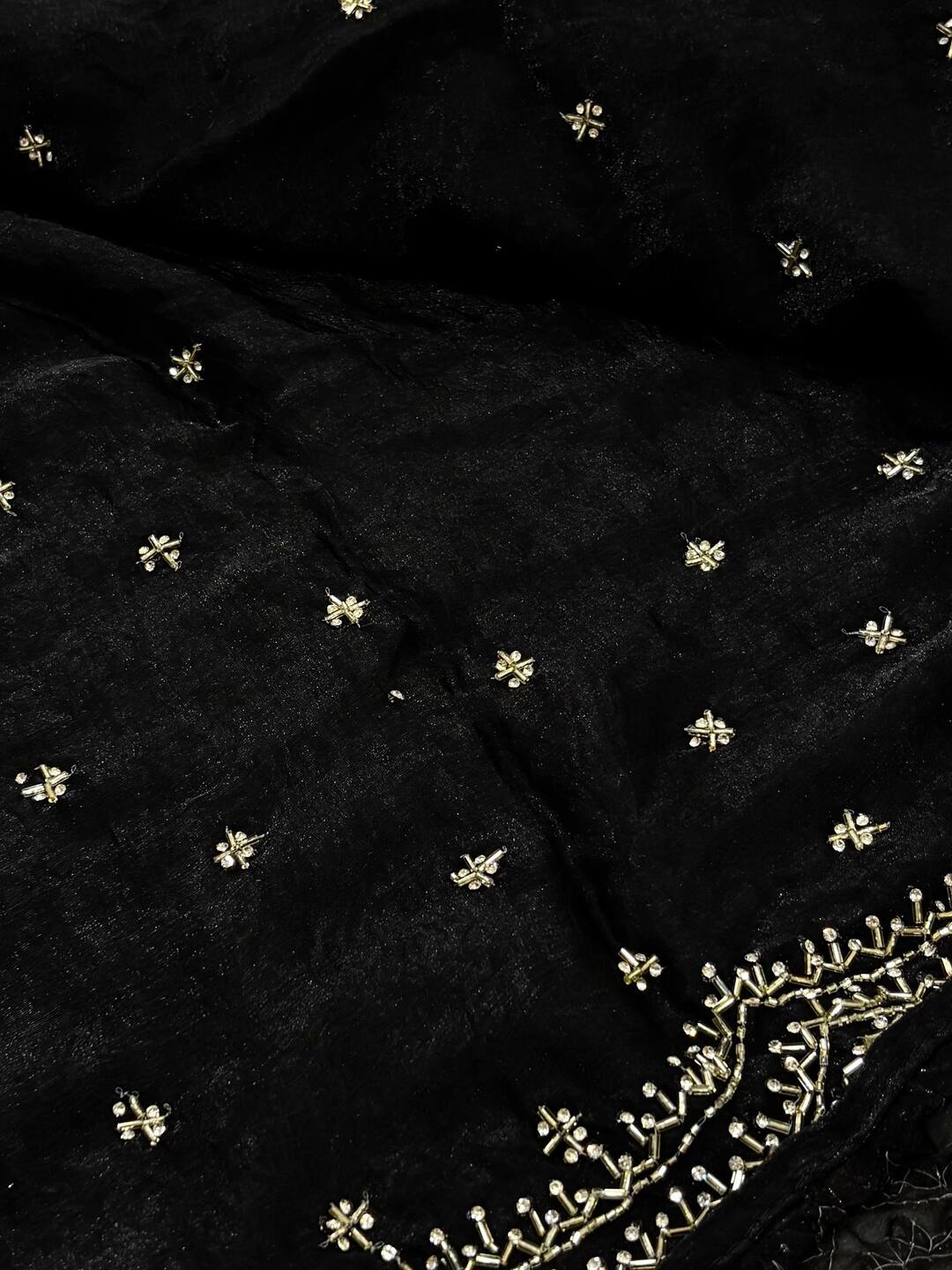 Black Georgette Silk Saree