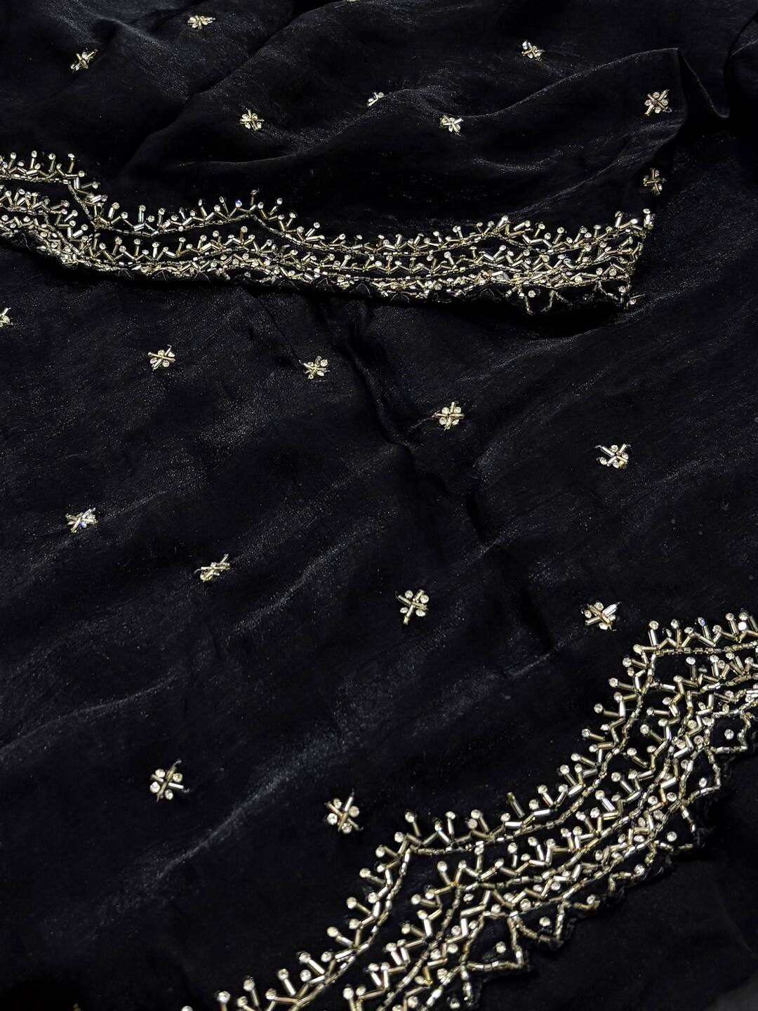 Black Georgette Silk Saree