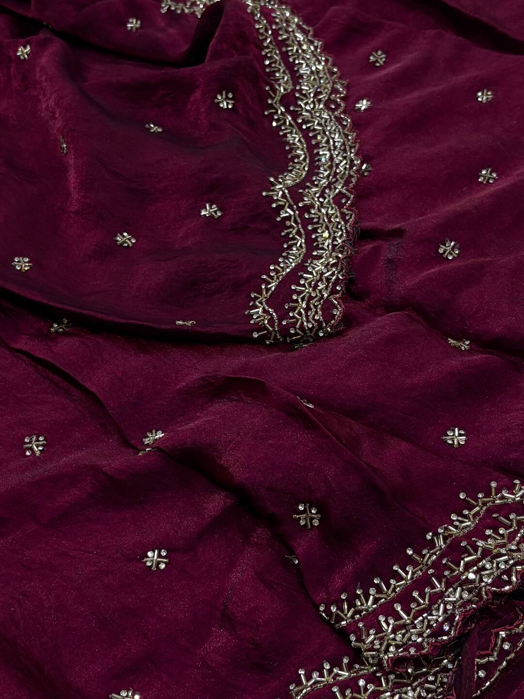 Magenta Purple Georgette Silk Saree