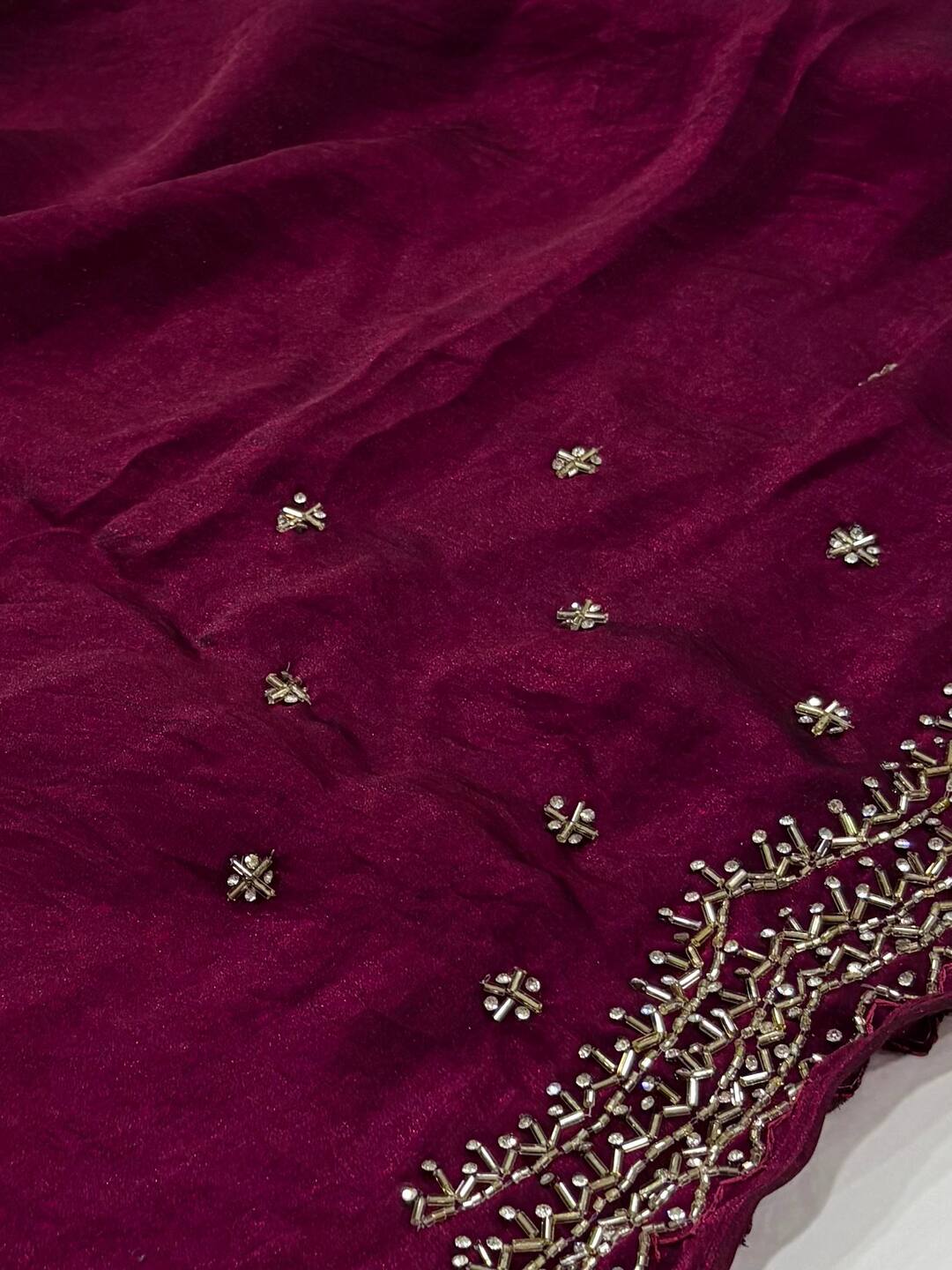 Magenta Purple Georgette Silk Saree