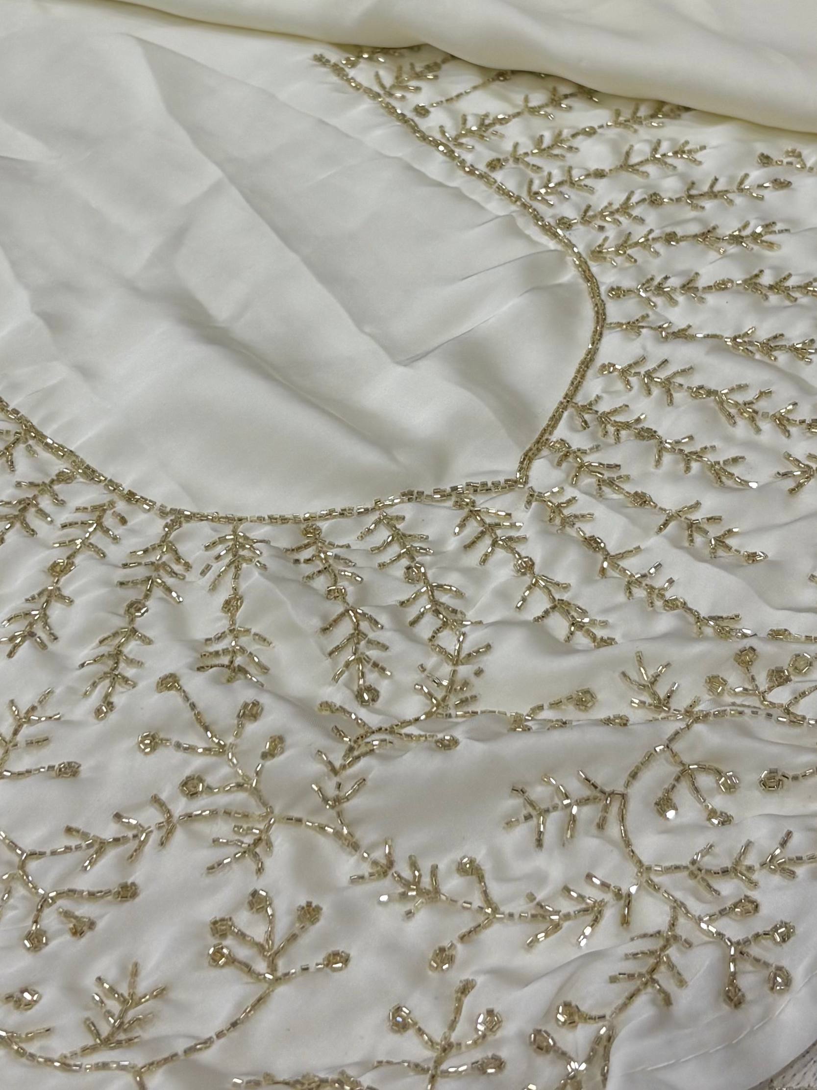 Off White Georgette Silk Saree