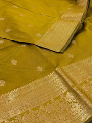 Olive Green Banaras Cotton Silk Saree
