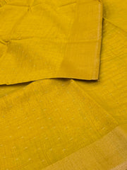 Lime Yellow Soft Cotton Silk Saree