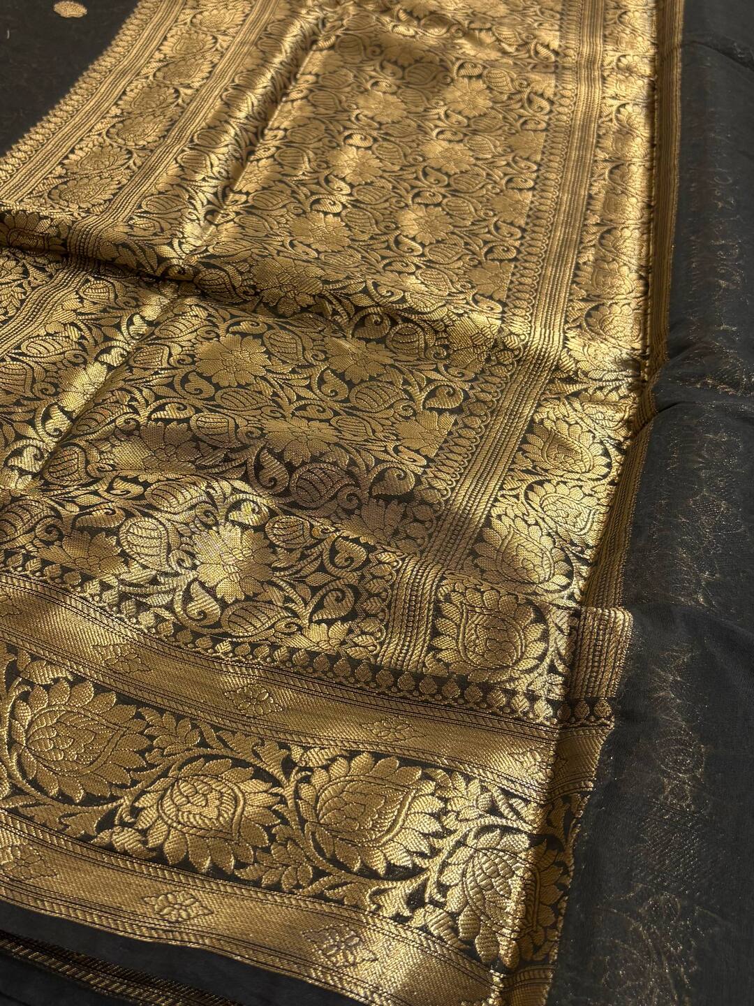 Black Soft Cotton Silk Saree