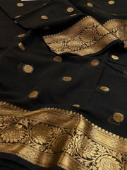 Black Soft Cotton Silk Saree