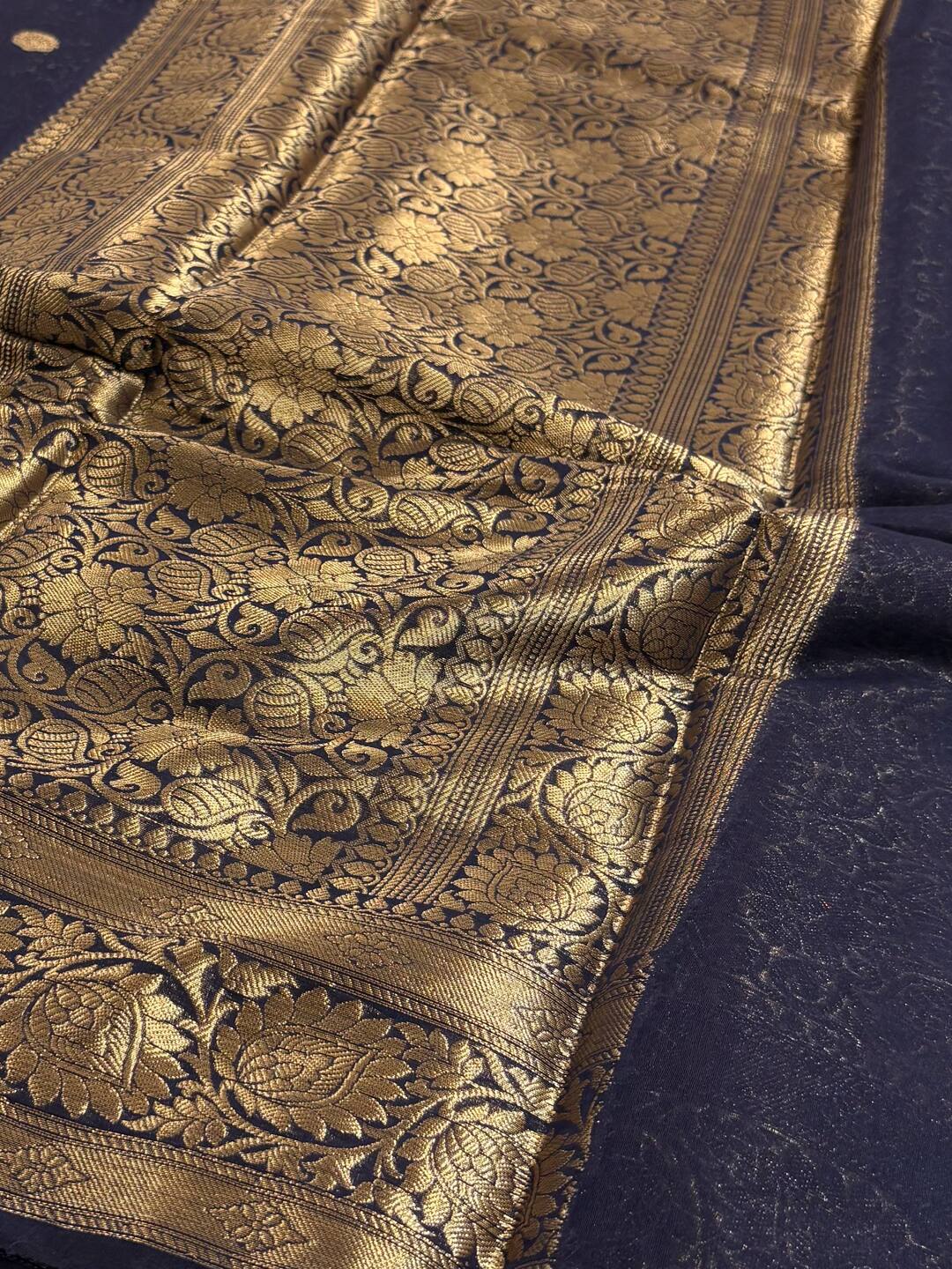Navy Blue Soft Cotton Silk Saree