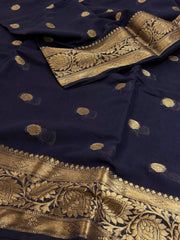 Navy Blue Soft Cotton Silk Saree