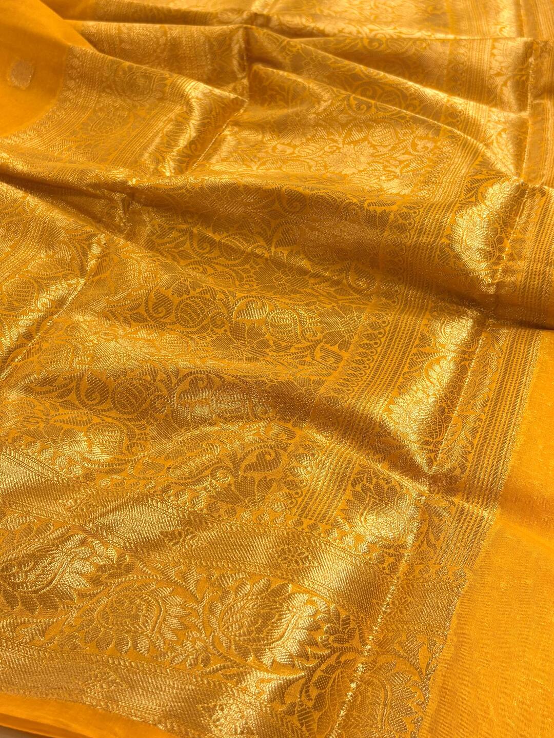 Yellow Soft Cotton Silk Saree