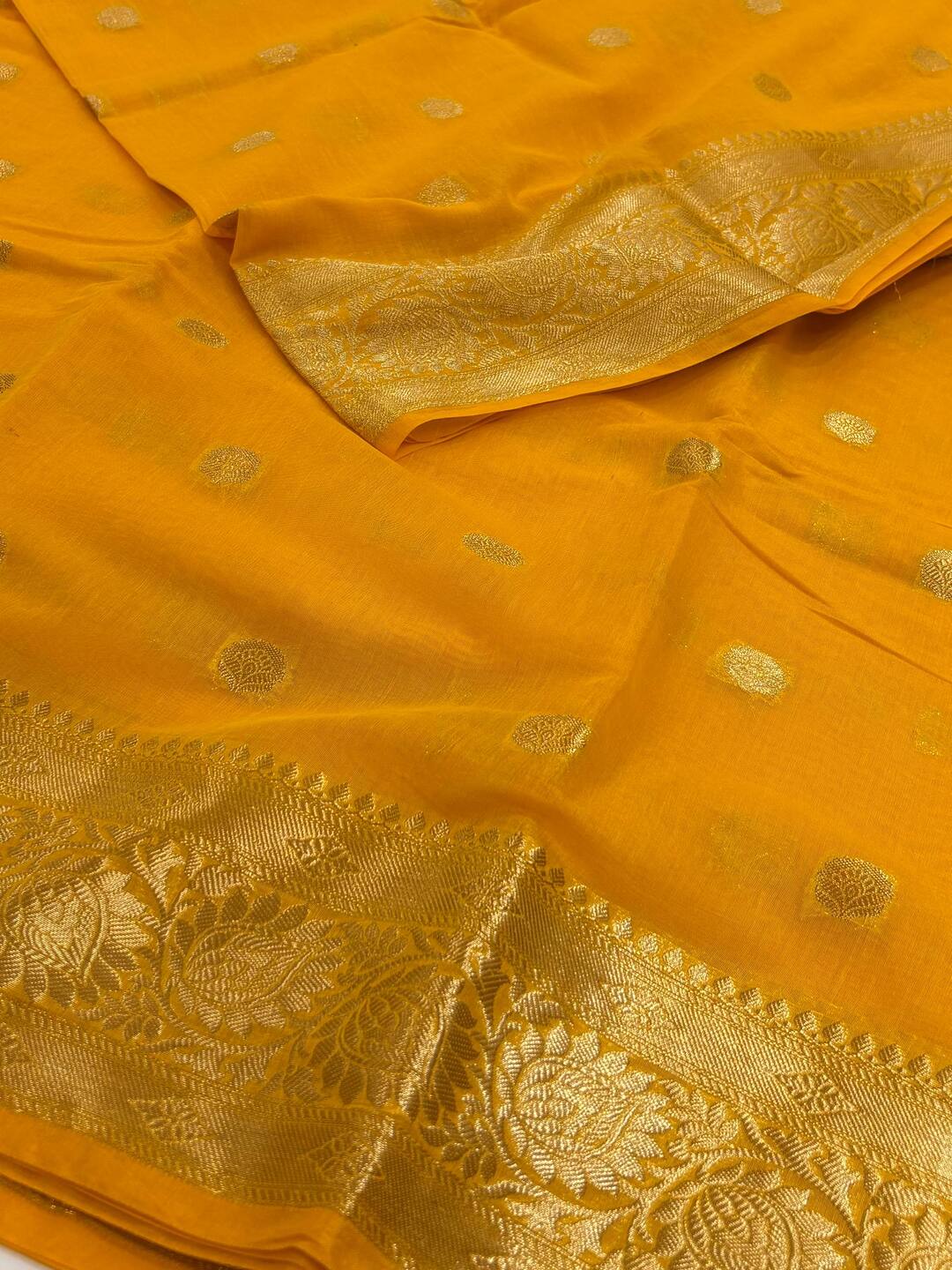 Yellow Soft Cotton Silk Saree