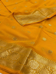 Yellow Soft Cotton Silk Saree