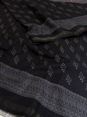 Black Printed Cotton Silk Saree