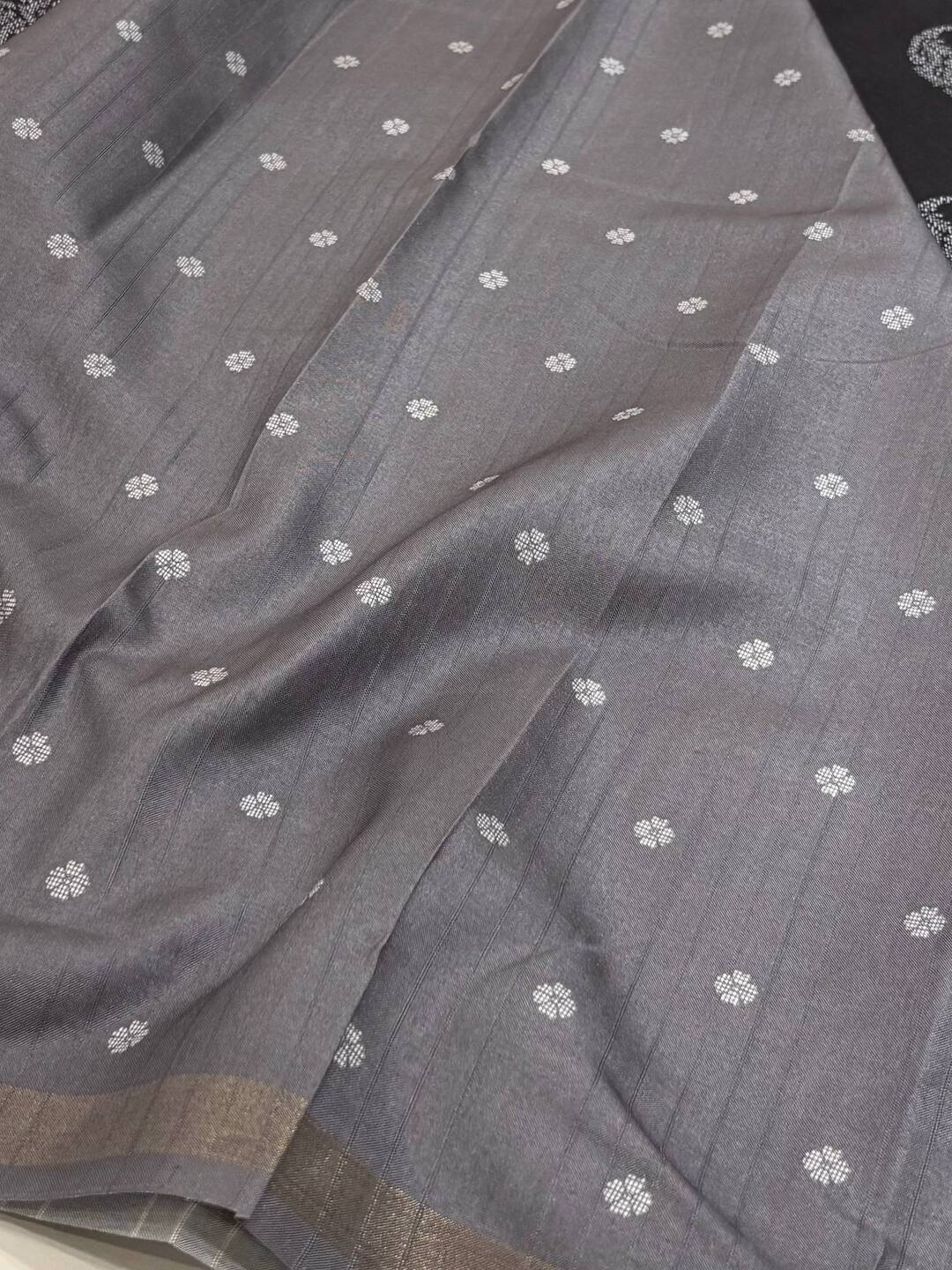 Black Printed Cotton Silk Saree