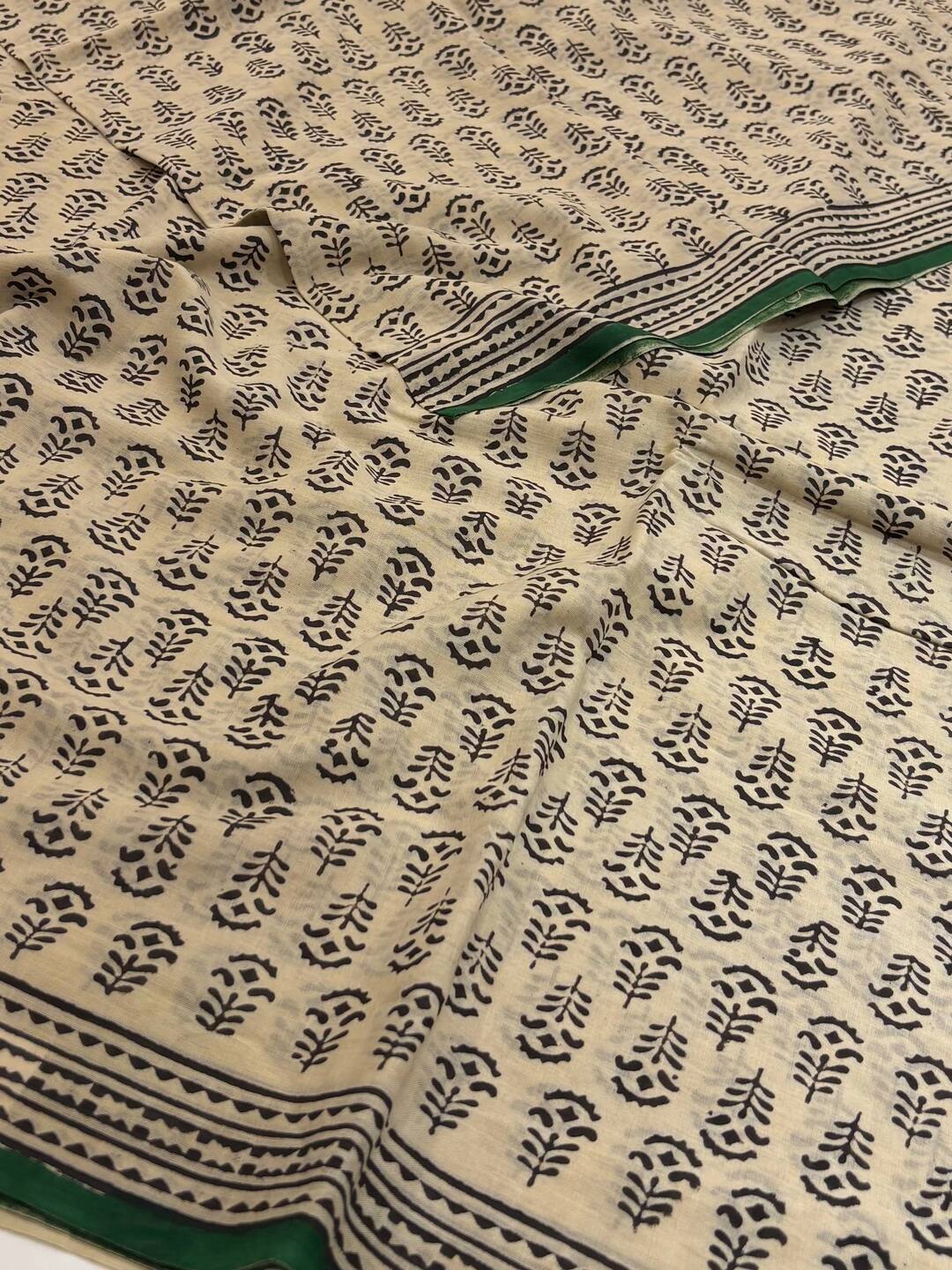 Off White Printed Soft Cotton Saree