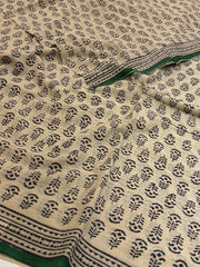 Off White Printed Soft Cotton Saree