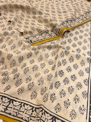Off White Printed Soft Cotton Saree