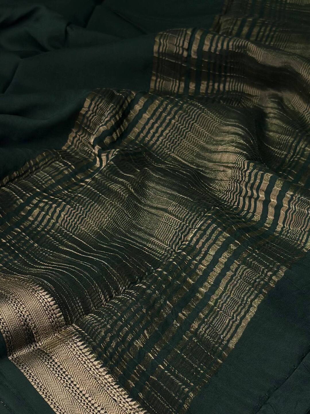 Emerald Green Cotton Chiffon Silk Saree