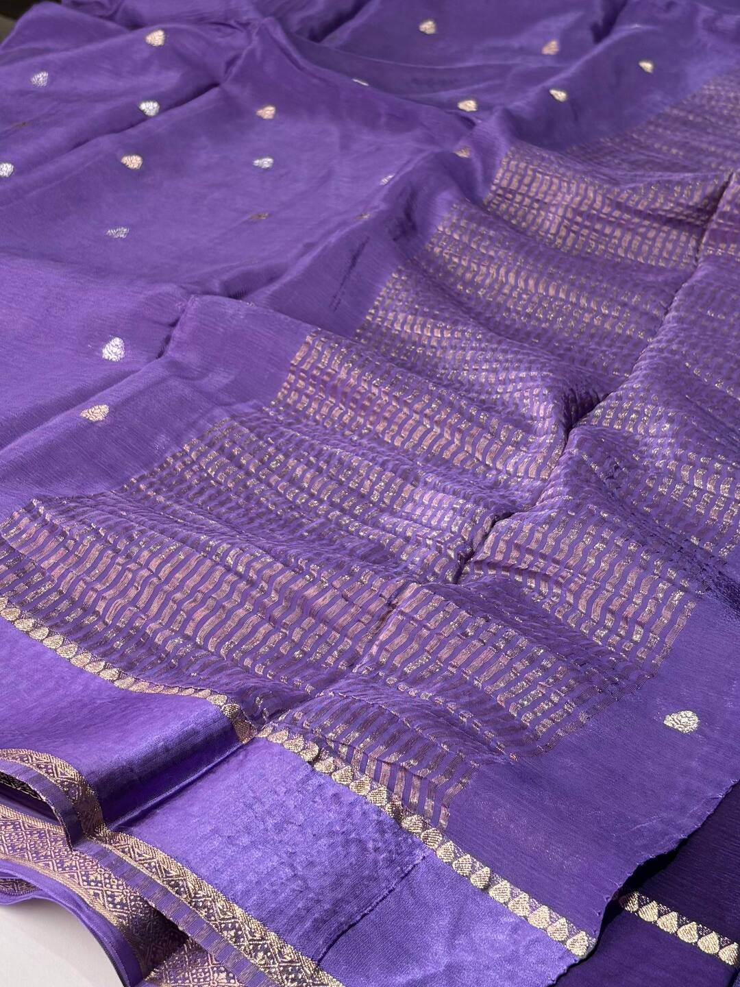 Lavender Purple Chiffon Silk Saree