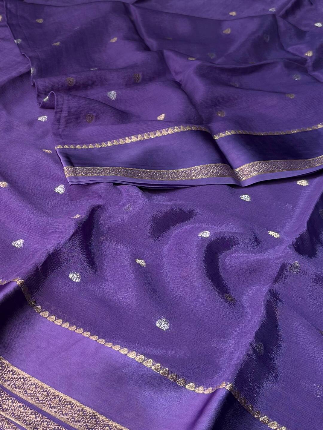 Lavender Purple Chiffon Silk Saree