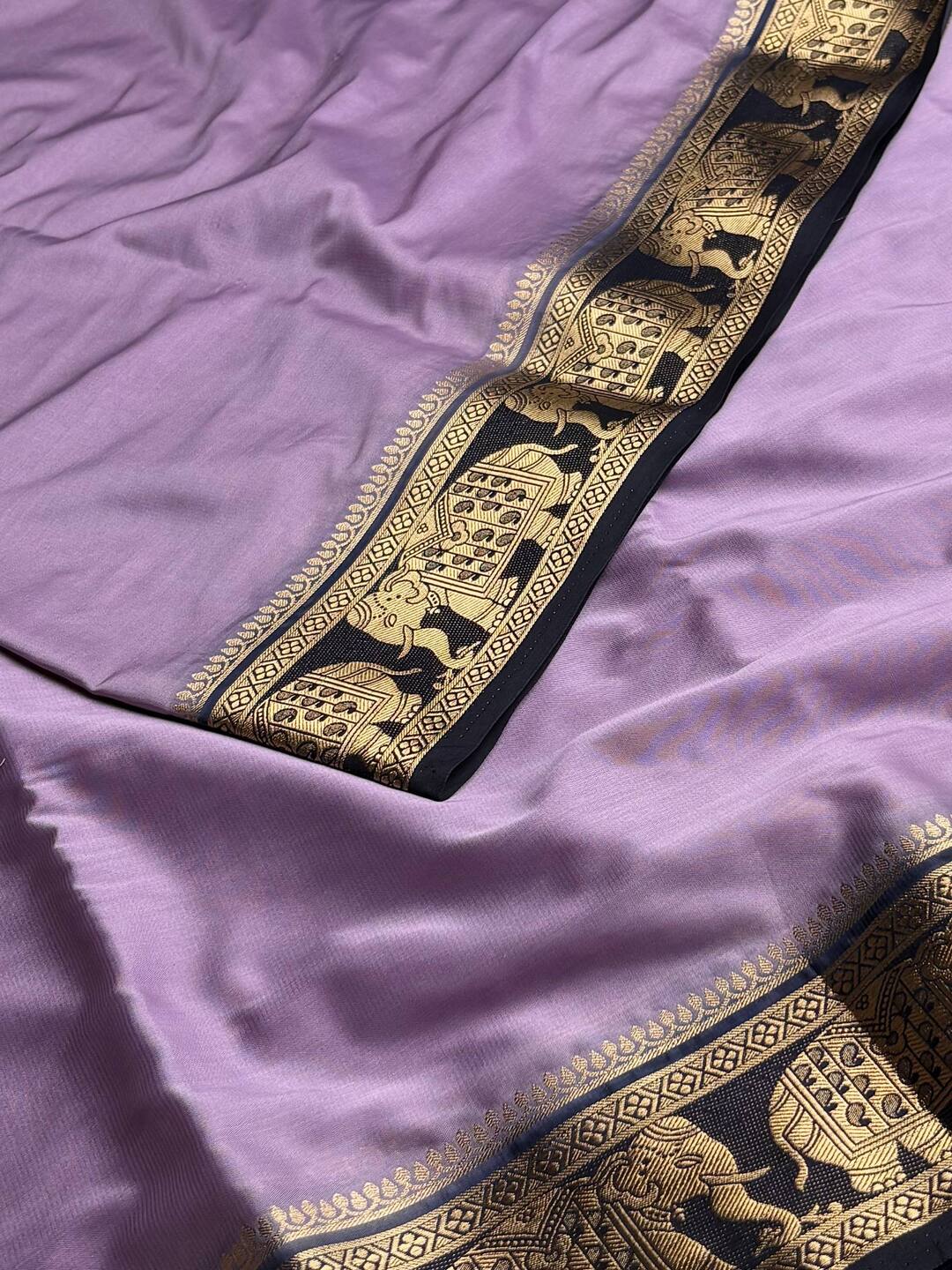 Lavender Purple Semi Mysore Silk Saree