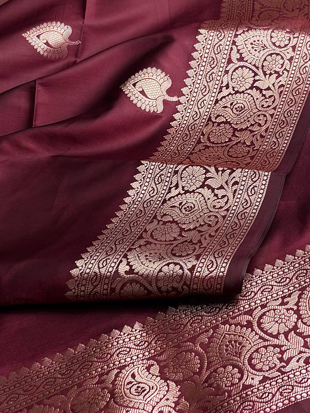 Burgundy Cotton Silk Saree