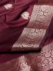 Burgundy Cotton Silk Saree