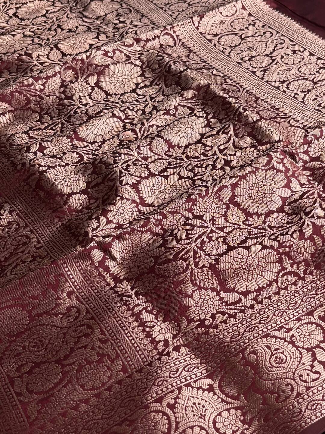 Burgundy Cotton Silk Saree